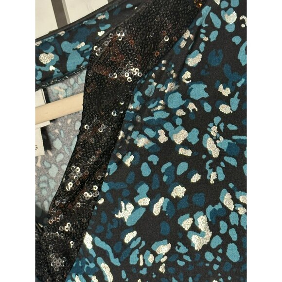 Jaclyn Smith Ladies Sequin Accented Flowy Sleek Blue White V Neck Blouse SZ XXL - Picture 5 of 7